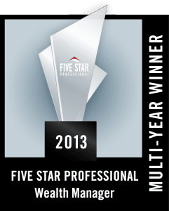 Five Star WM 2013 badge on PSA Insurance and Financial Services' website for Maryland financial services