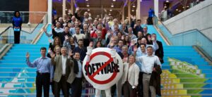 Cloudforce mascot in group photo