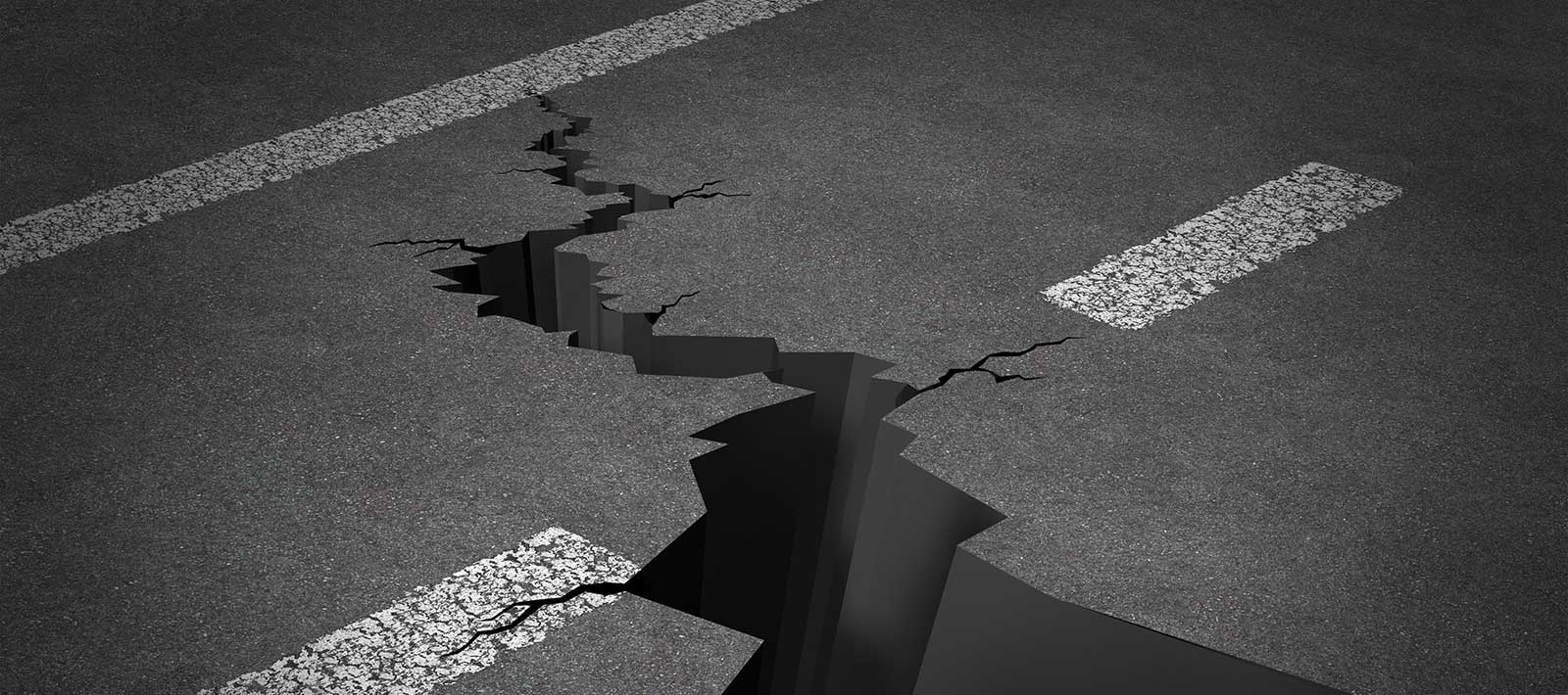 Image of a crack in a road on PSA Financial's website