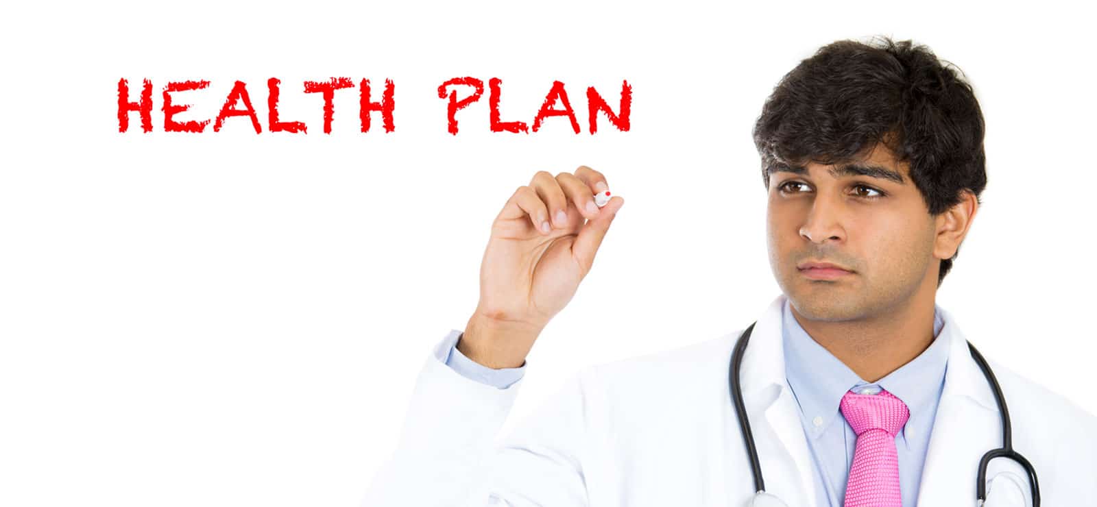 Image of doctor writing Health Plan with a marker on PSA Financial's website