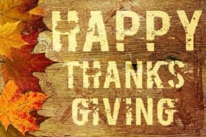 Image reading "Happy Thanksgiving" on PSA Insurance and Financial Services' website