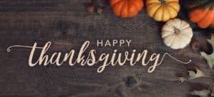 Happy Thanksgiving graphic on PSA Insurance & Financial Services' website