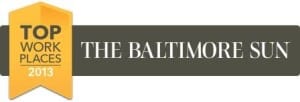 Baltimore Sun Top Workplaces 2013 badge on PSA Insurance and Financial Services' website