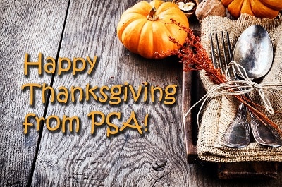 Thanksgiving graphic on PSA Insurance and Financial Services' website