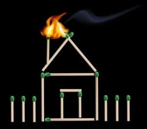 Graphic of a house made of matchsticks on PSA Insurance and Financial Services' website