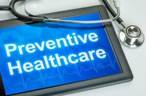 Image of a tablet with a stethescope on PSA Insurance and Financial Services' website