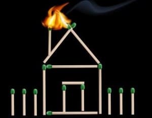 Image of a house made of matchsticks on PSA Insurance and Financial Services' website