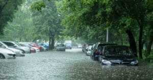 Image of cars on a flooded street