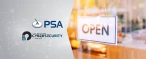 NCSS and PSA graphic image with an open sign on PSA Insurance & Financial Services' website