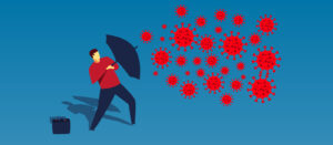 Graphic of person shielding themself from disease graphics on PSA Financial's website