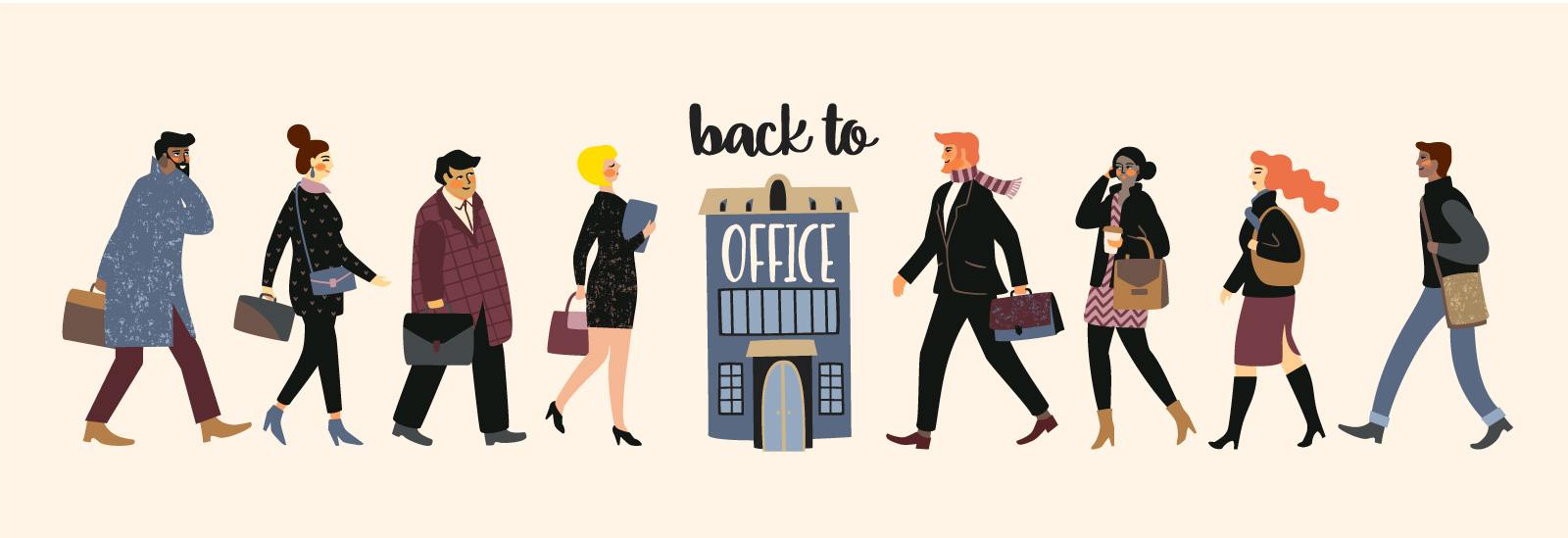 Graphic of people returning to work on PSA Financial's website