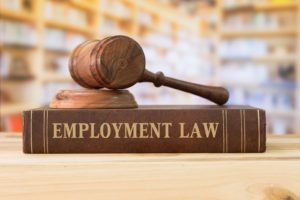 Image of a gavel and a book reading "employment law" on PSA Financial's website