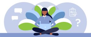 Graphic of person using a computer on PSA Financial's website