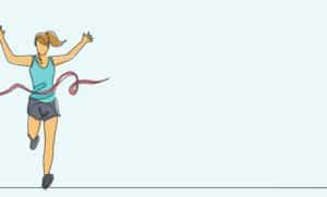 Sketched image of woman crossing a finish line on PSA Insurance & Financial Services' website