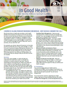 In Good Health flyer on PSA Insurance & Financial Services' website