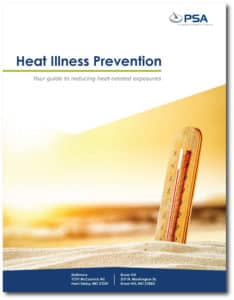 Heat Illness Prevention guide cover with a sunlit thermometer on sand, indicating hot weather.