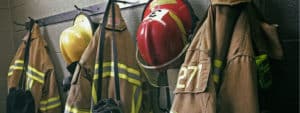 Fire Fighter uniforms hanging up on PSA Insurance & Financial Services' website