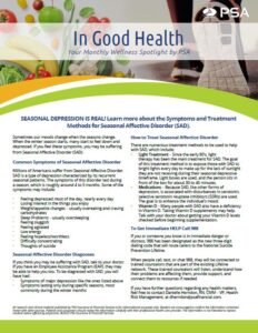 image of In Good Health newsletter on PSA Financial website