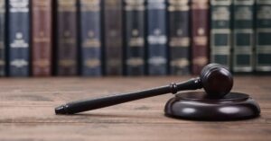 Image of a gavel on a desk