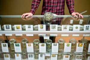 Image of a cannabis dispensary counter