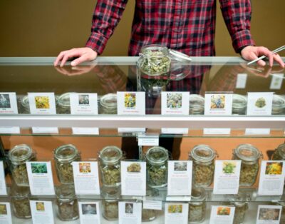Image of a cannabis dispensary counter
