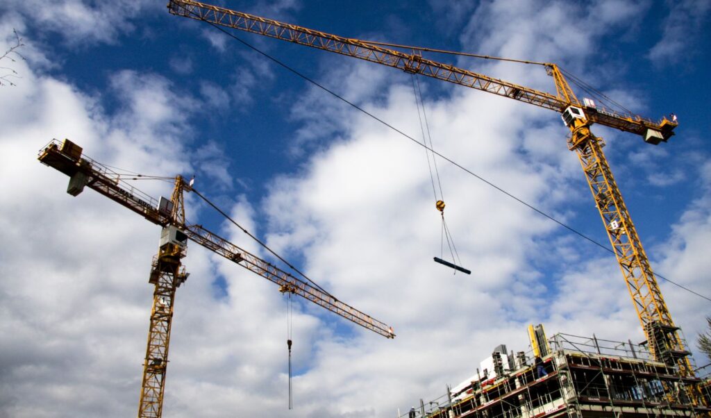 Image of cranes on a construction site