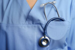 Image of a doctor's pocket with a stethoscope