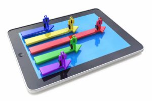 Graphic image illustrating a graph on a tablet